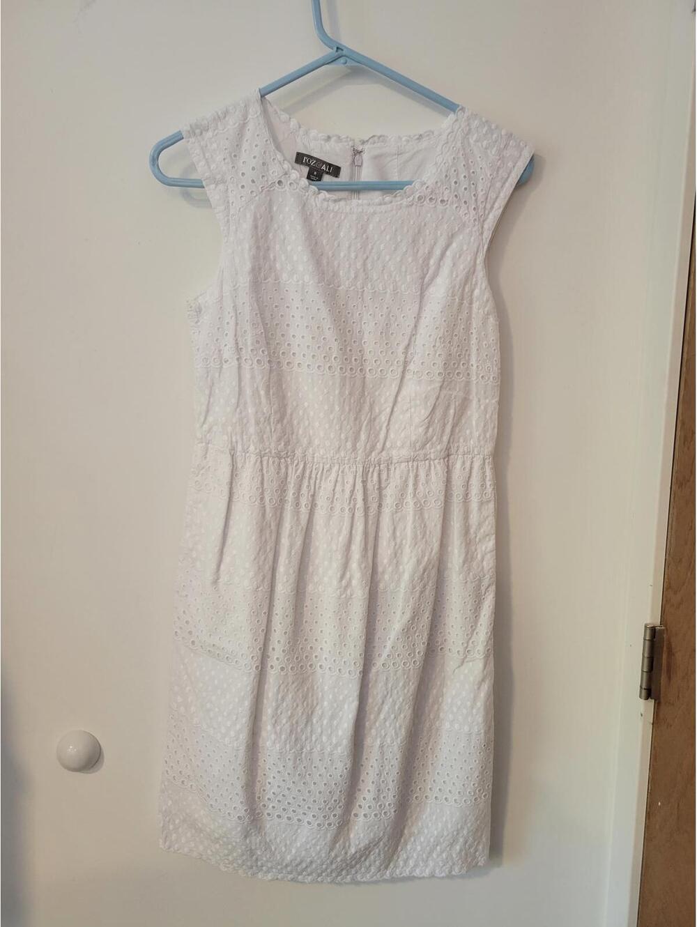 Roz & Ali White Eyelet Sleeveless Dress